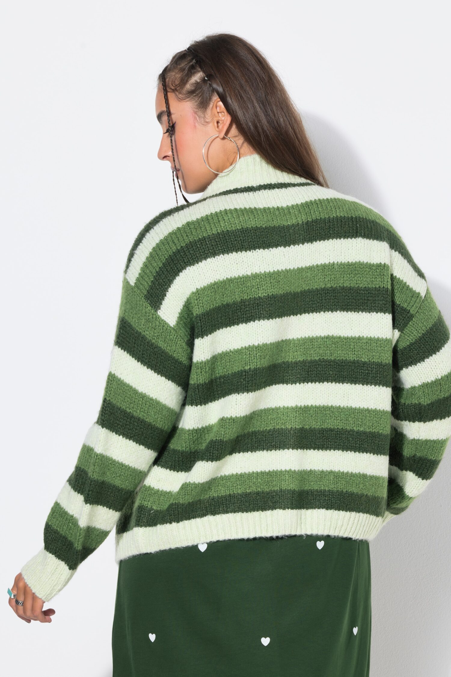 Ζακέτα oversized, πλεκτή με ριγέ σχέδιο και κουμπιά