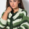 Ζακέτα oversized, πλεκτή με ριγέ σχέδιο και κουμπιά