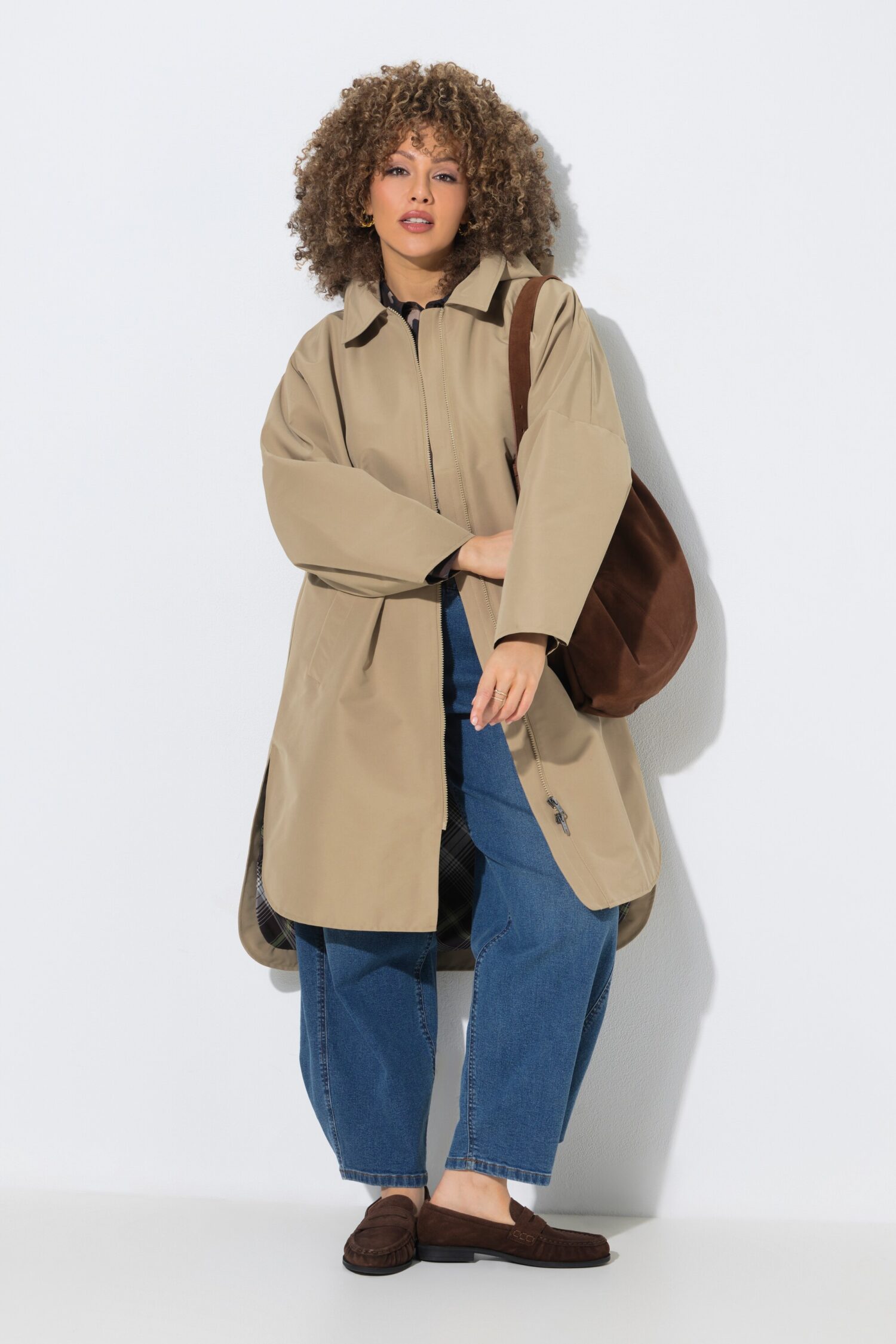 Καμπαρντίνα oversized με καρό επένδυση υψηλής ποιότητας