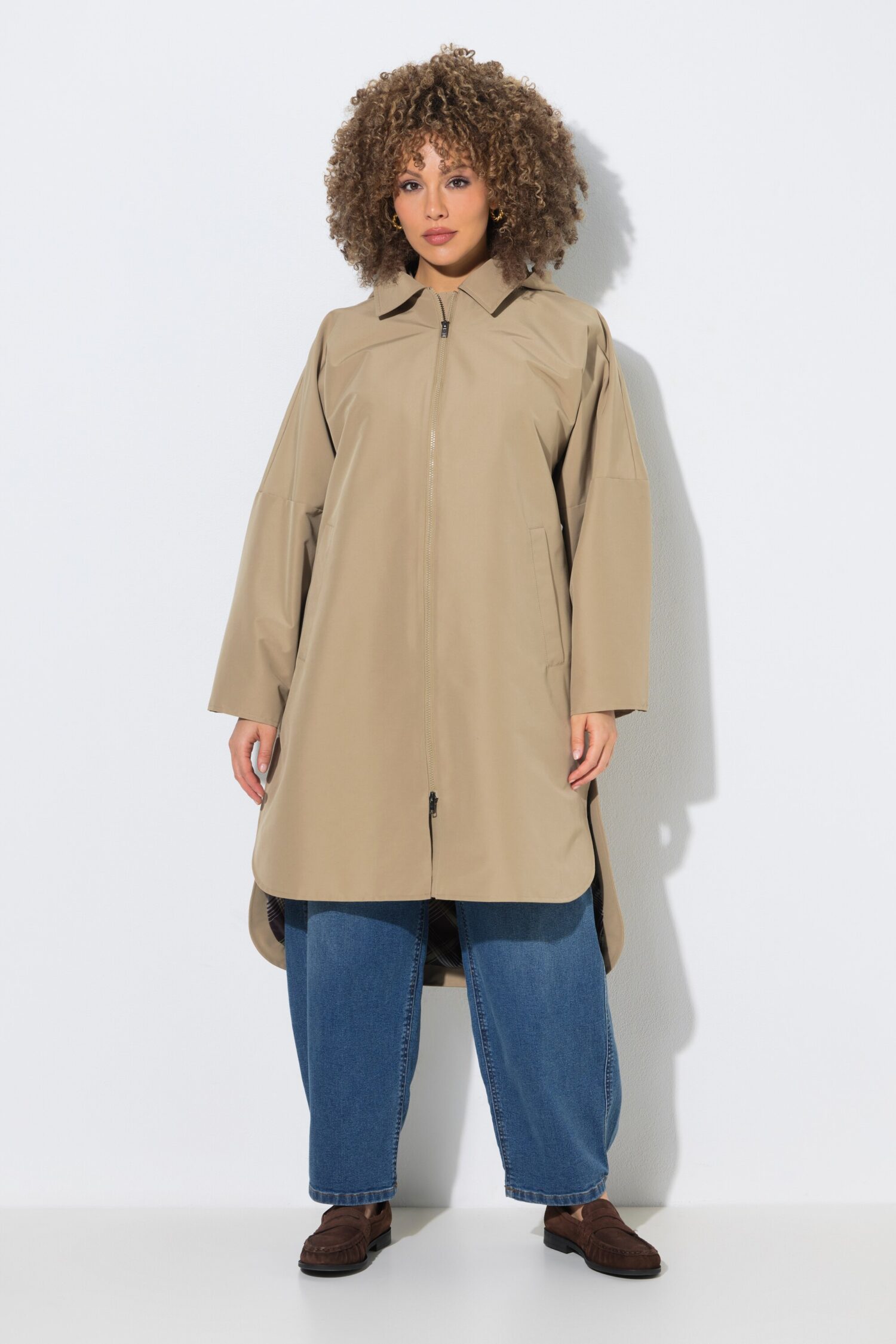 Καμπαρντίνα oversized με καρό επένδυση υψηλής ποιότητας