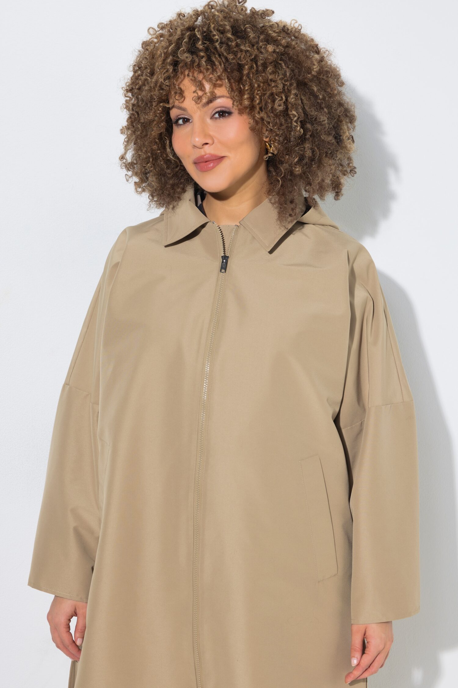 Καμπαρντίνα oversized με καρό επένδυση υψηλής ποιότητας
