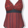 Μαγιό ολόσωμο με απαλά cups και ριγέ/strawberry print