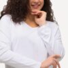 Μπλούζα basic με λαιμόκοψη V και μακριά μανίκια