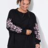 Μπλούζα φούτερ oversized με κέντημα στα μανίκια
