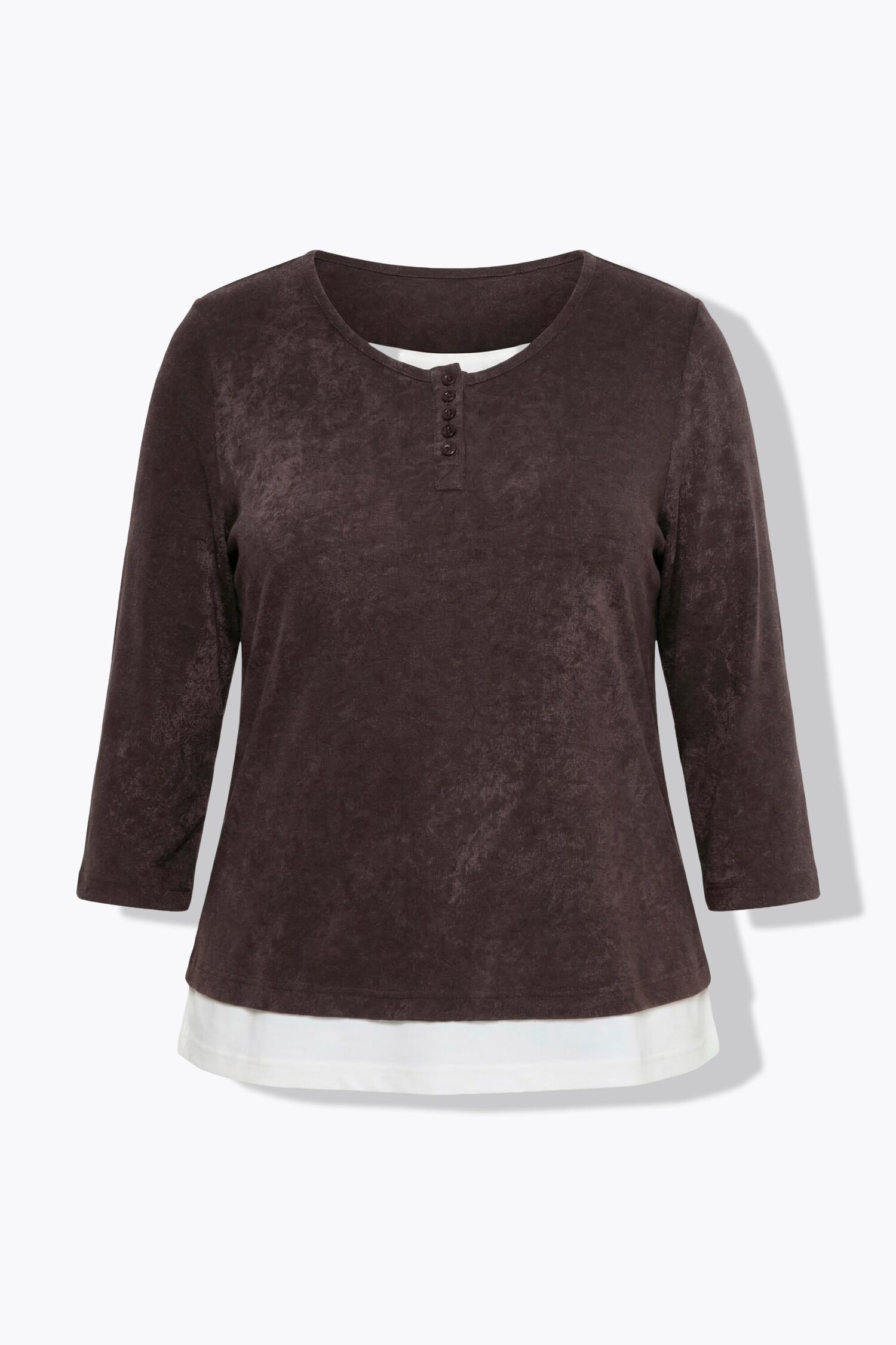 Μπλούζα με λαιμόκοψη Henley και μανίκια 3/4