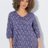Μπλούζα oversized με διακοσμητικές πιέτες και μανίκια 3/4