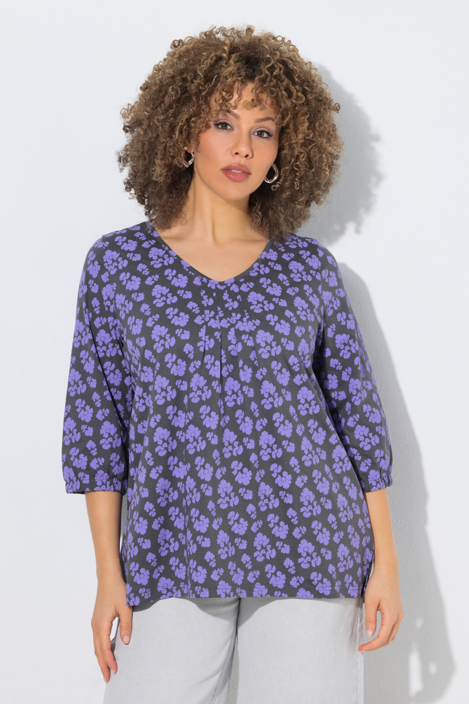 Μπλούζα oversized με διακοσμητικές πιέτες και μανίκια 3/4