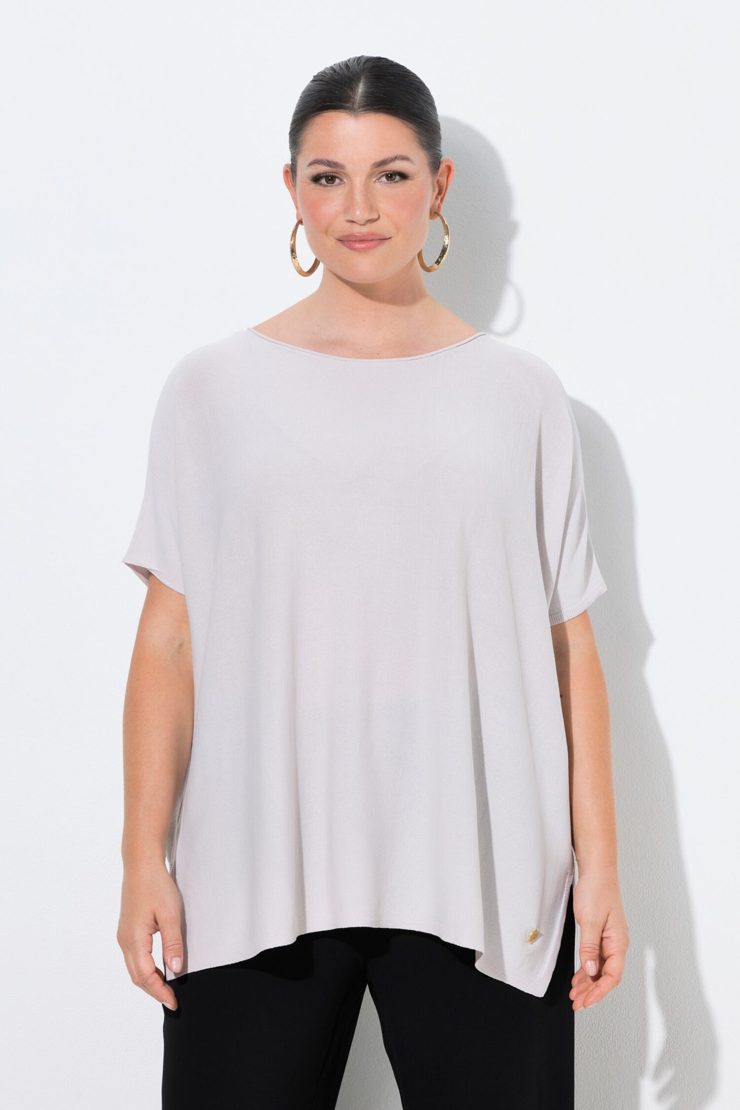 Μπλούζα oversized με φαρδιά, κοντά μανίκια