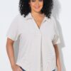 Μπλούζα oversized με γιακά και λαιμόκοψη V με στρας