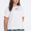 Μπλούζα oversized με κέντημα και κοντά μανίκια