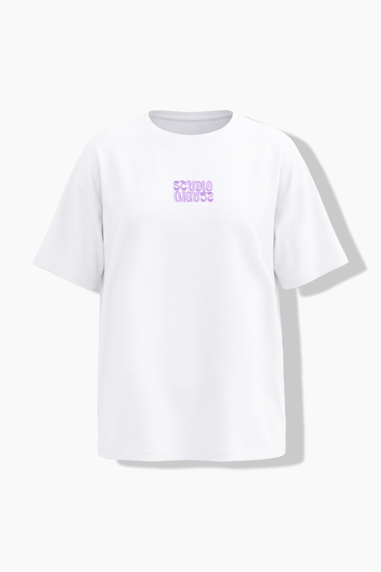 Μπλούζα oversized με κέντημα και κοντά μανίκια