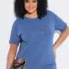 Μπλούζα oversized με κοντά μανίκια και γράμματα με στρας