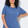 Μπλούζα oversized με κοντά μανίκια και γράμματα με στρας