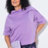 Μπλούζα  oversized με κοντά μανίκια και όρθιο γιακά