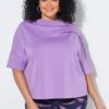 Μπλούζα  oversized με κοντά μανίκια και όρθιο γιακά