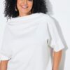 Μπλούζα  oversized με κοντά μανίκια και όρθιο γιακά