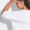 Μπλούζα oversized με κρόσσια από χάντρες στην πλάτη