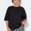 Μπλούζα oversized με κρόσσια από χάντρες στην πλάτη