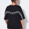 Μπλούζα oversized με κρόσσια από χάντρες στην πλάτη