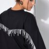 Μπλούζα oversized με κρόσσια από χάντρες στην πλάτη