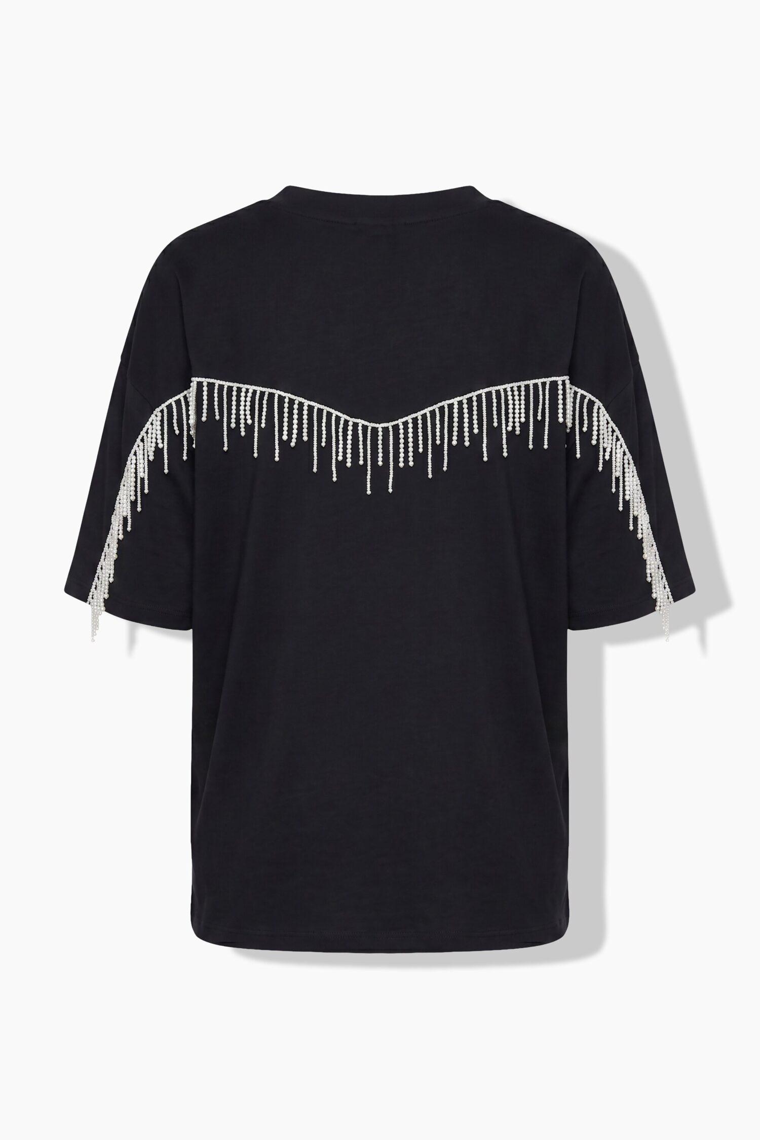 Μπλούζα oversized με κρόσσια από χάντρες στην πλάτη