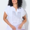 Μπλούζα oversized με λαιμόκοψη τουνίκ και τύπωμα με στρας