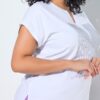 Μπλούζα oversized με λαιμόκοψη τουνίκ και τύπωμα με στρας