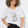 Μπλούζα oversized με στρογγυλή λαιμόκοψη και κοντά μανίκια