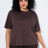 Μπλούζα oversized με στρογγυλή λαιμόκοψη και κοντά μανίκια