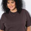 Μπλούζα oversized με στρογγυλή λαιμόκοψη και κοντά μανίκια