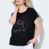 Μπλούζα oversized με τύπωμα και κοντά μανίκια