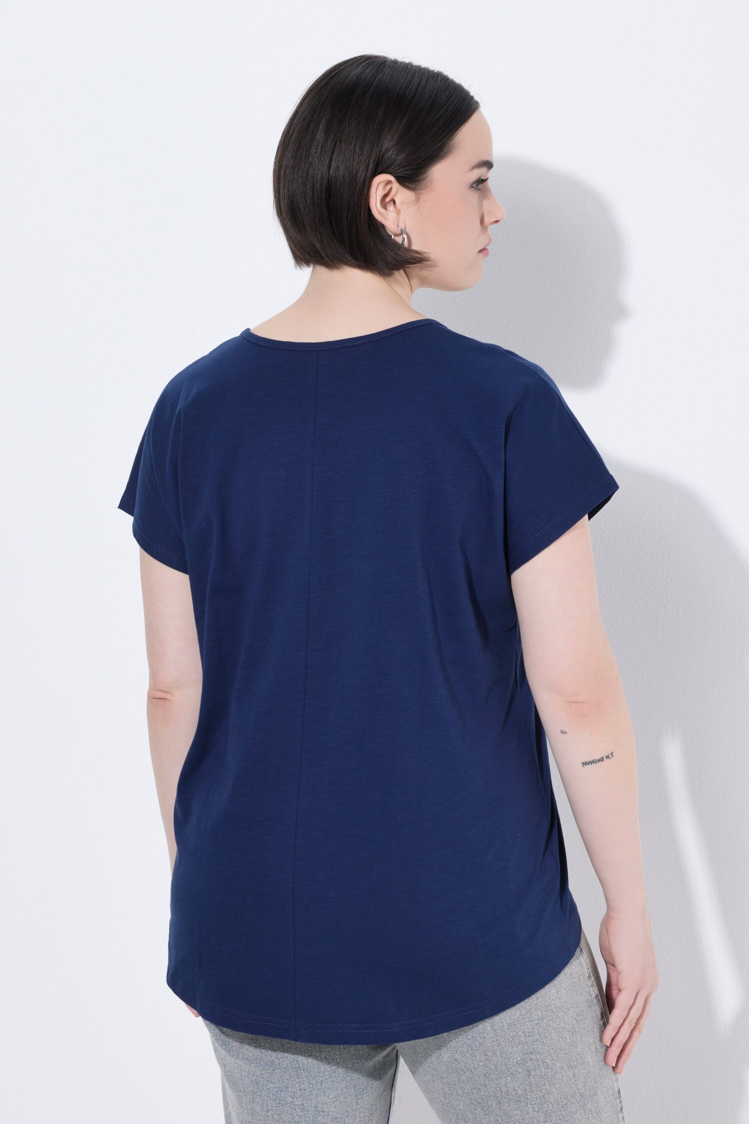 Μπλούζα oversized με τύπωμα και κοντά μανίκια