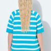 Μπλούζα oversized, ριγέ με στρας και κοντά μανίκια