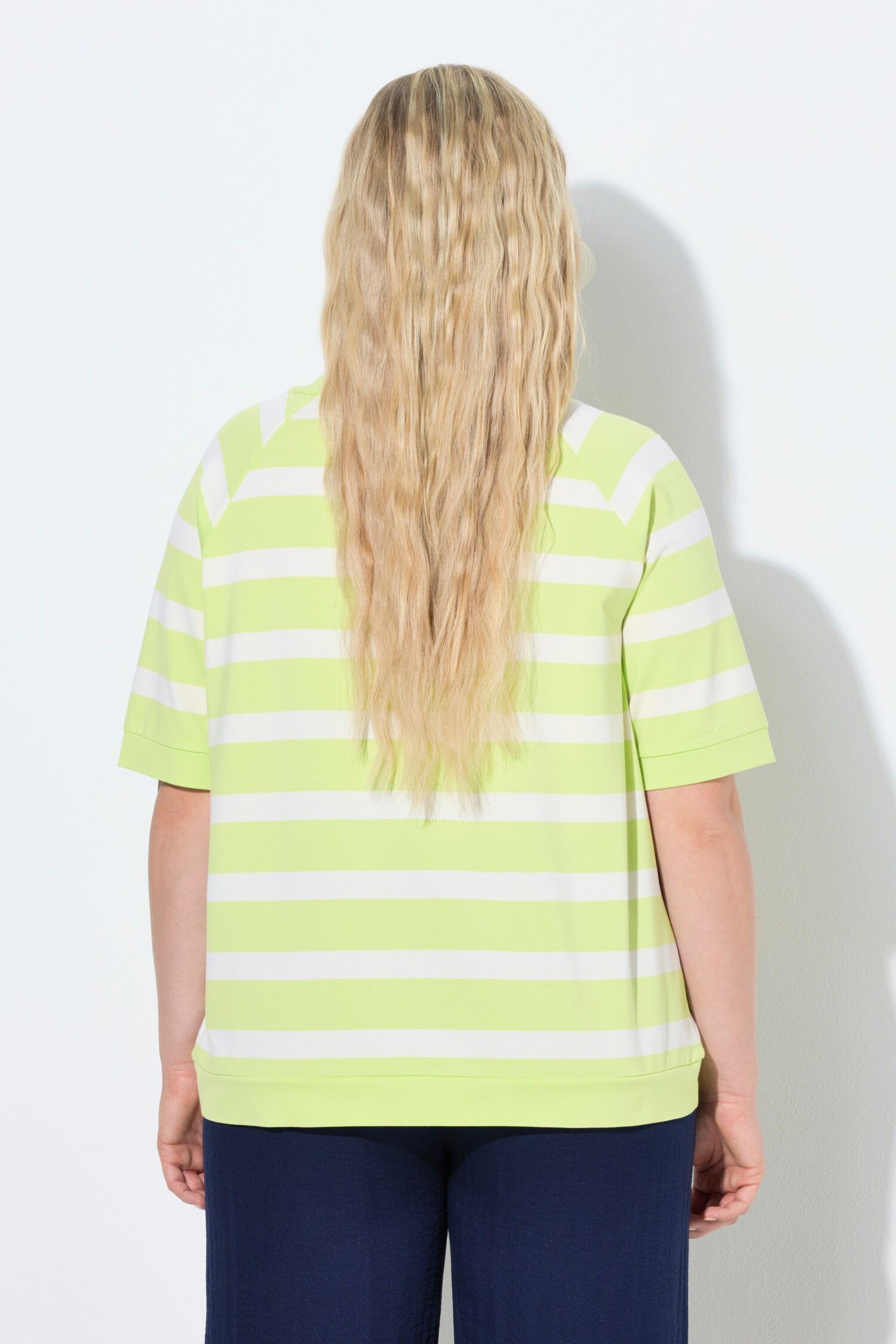 Μπλούζα oversized, ριγέ με στρας και κοντά μανίκια