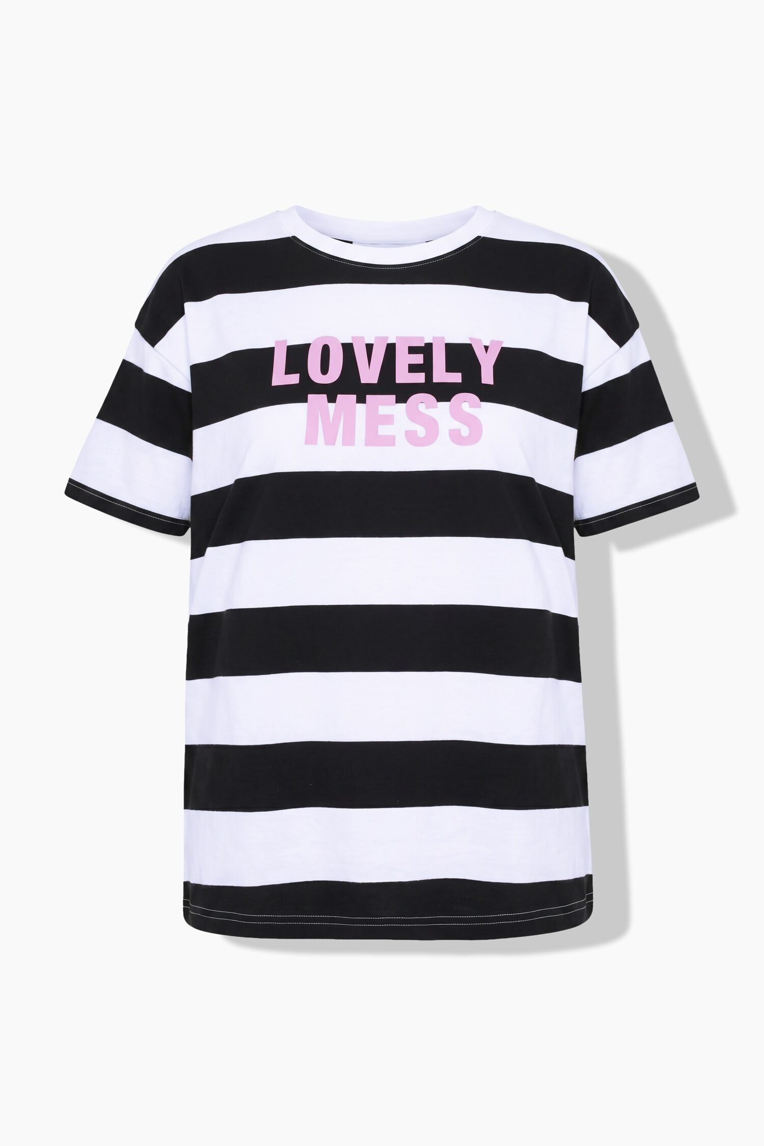 Μπλούζα oversized, ριγέ με τύπωμα