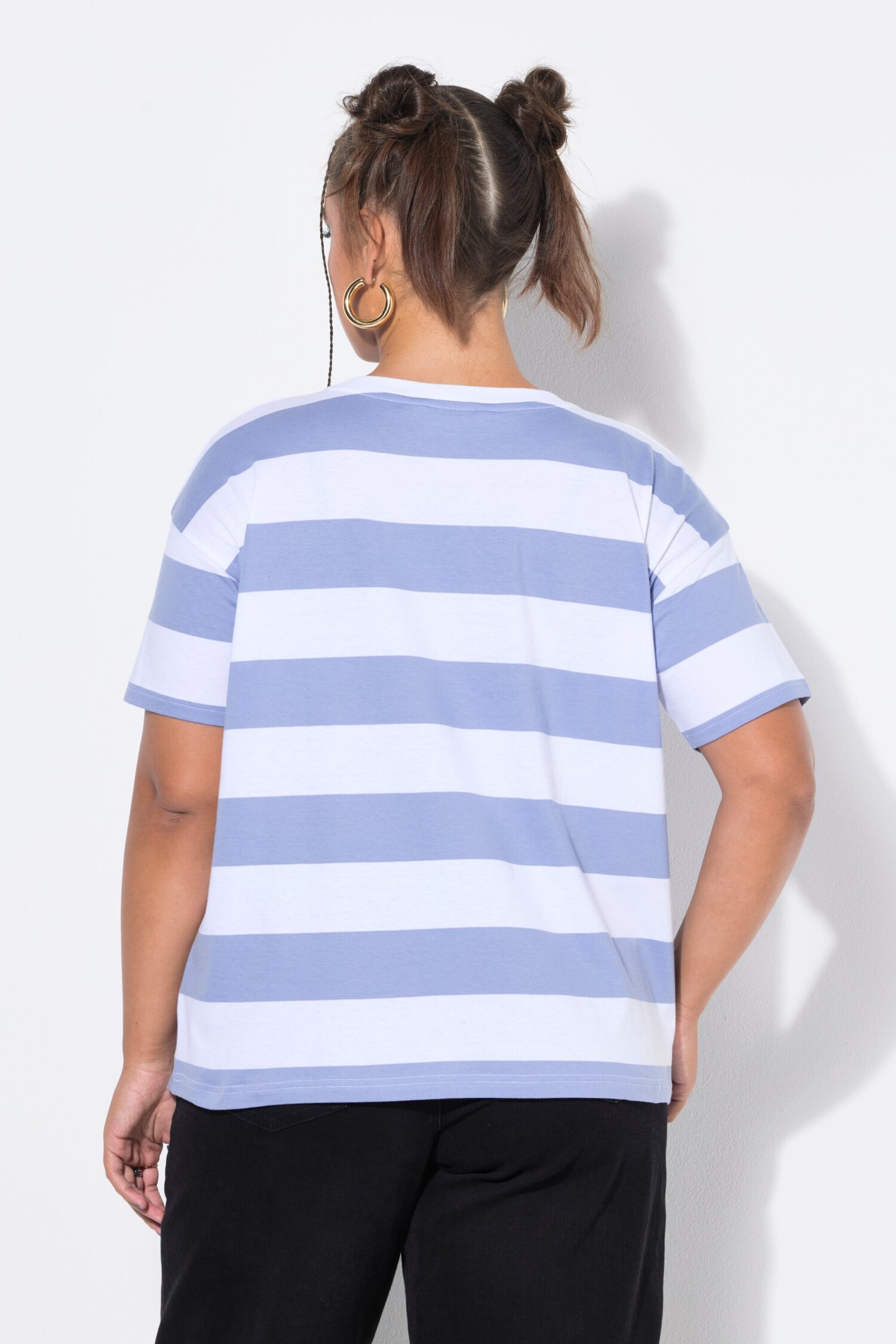 Μπλούζα oversized, ριγέ με τύπωμα
