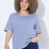 Μπλούζα ριγέ oversized με διακριτικό κέντημα στο στήθος