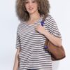 Μπλούζα ριγέ oversized με διακριτικό κέντημα στο στήθος
