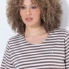 Μπλούζα ριγέ oversized με διακριτικό κέντημα στο στήθος