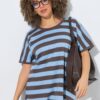 Μπλούζα ριγέ oversized με στρογγυλή λαιμόκοψη
