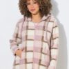 Μπουφάν teddy fleece, καρό με τσέπες