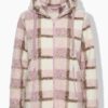 Μπουφάν teddy fleece, καρό με τσέπες