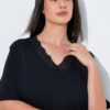 Νυχτικό με κέντημα στη λαιμόκοψη και κοντά μανίκια