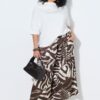 Παντελόνι με zebra print και μερικώς ελαστική μέση
