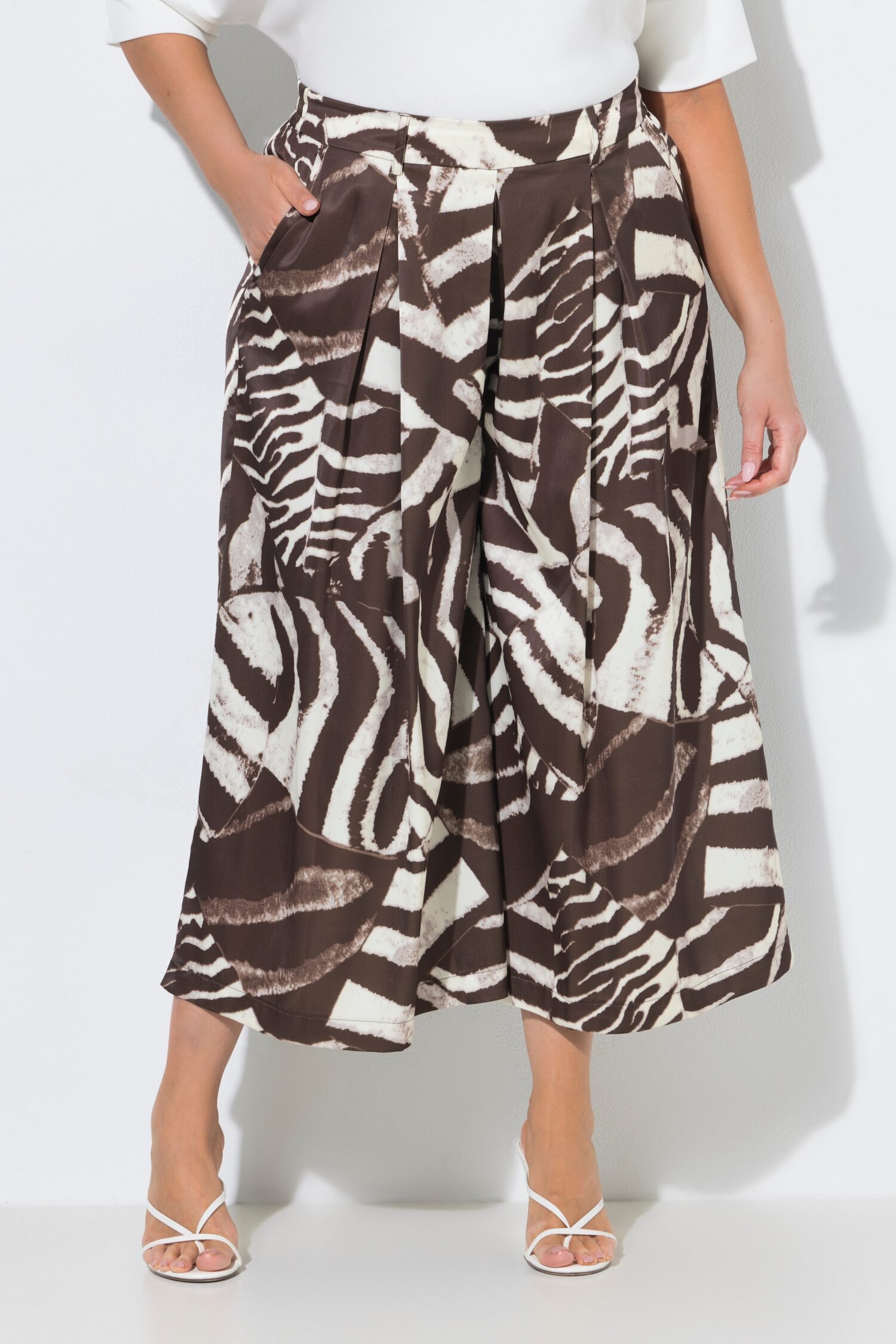 Παντελόνι με zebra print και μερικώς ελαστική μέση