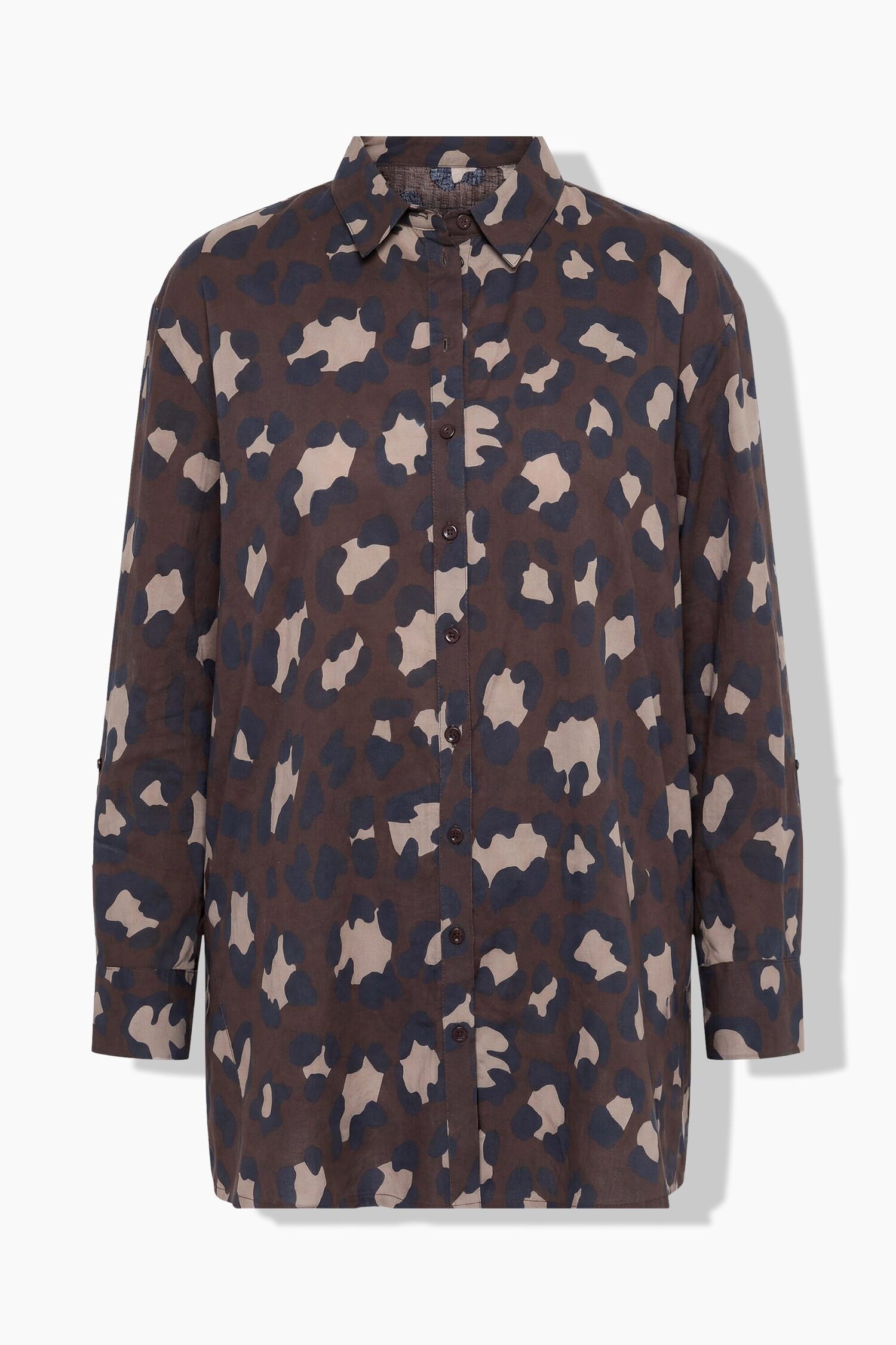 Πουκάμισο μακρυμάνικο με animal print και μακριά μανίκια