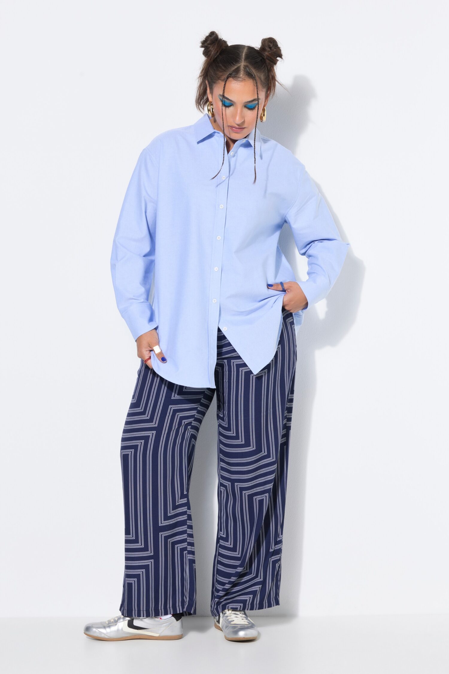 Πουκάμισο oversized με στρογγυλεμένο τελείωμα