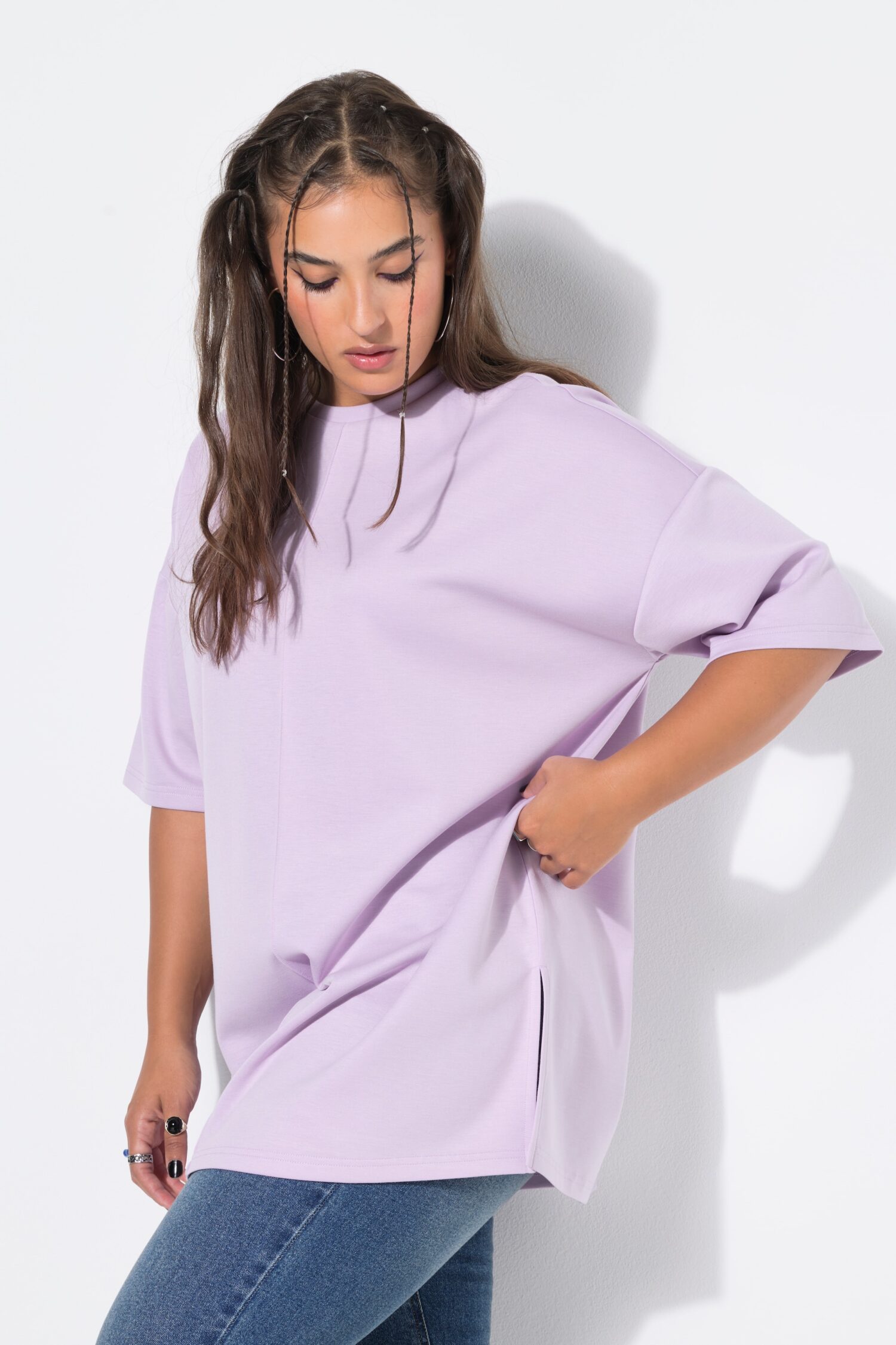T-shirt oversized, από απαλό scuba ζέρσεϊ ύφασμα