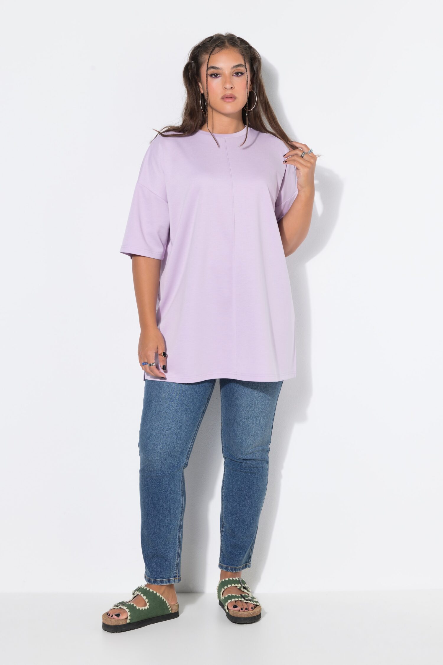 T-shirt oversized, από απαλό scuba ζέρσεϊ ύφασμα