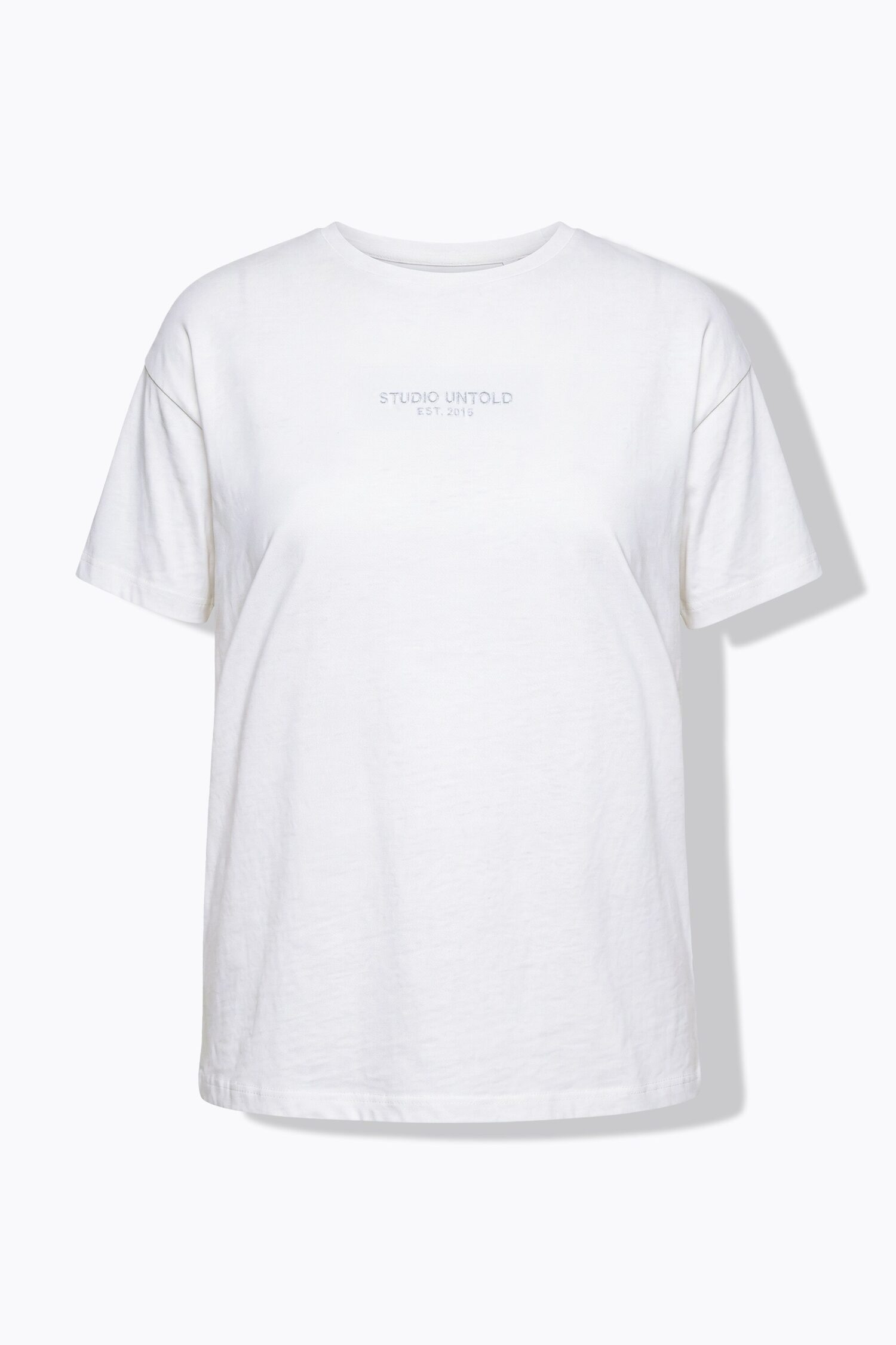 T-shirt oversized με κέντημα στο στήθος και κοντά μανίκια
